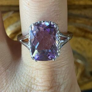 Natural Lavender Amethyst Sterling Silver Ring Size 9